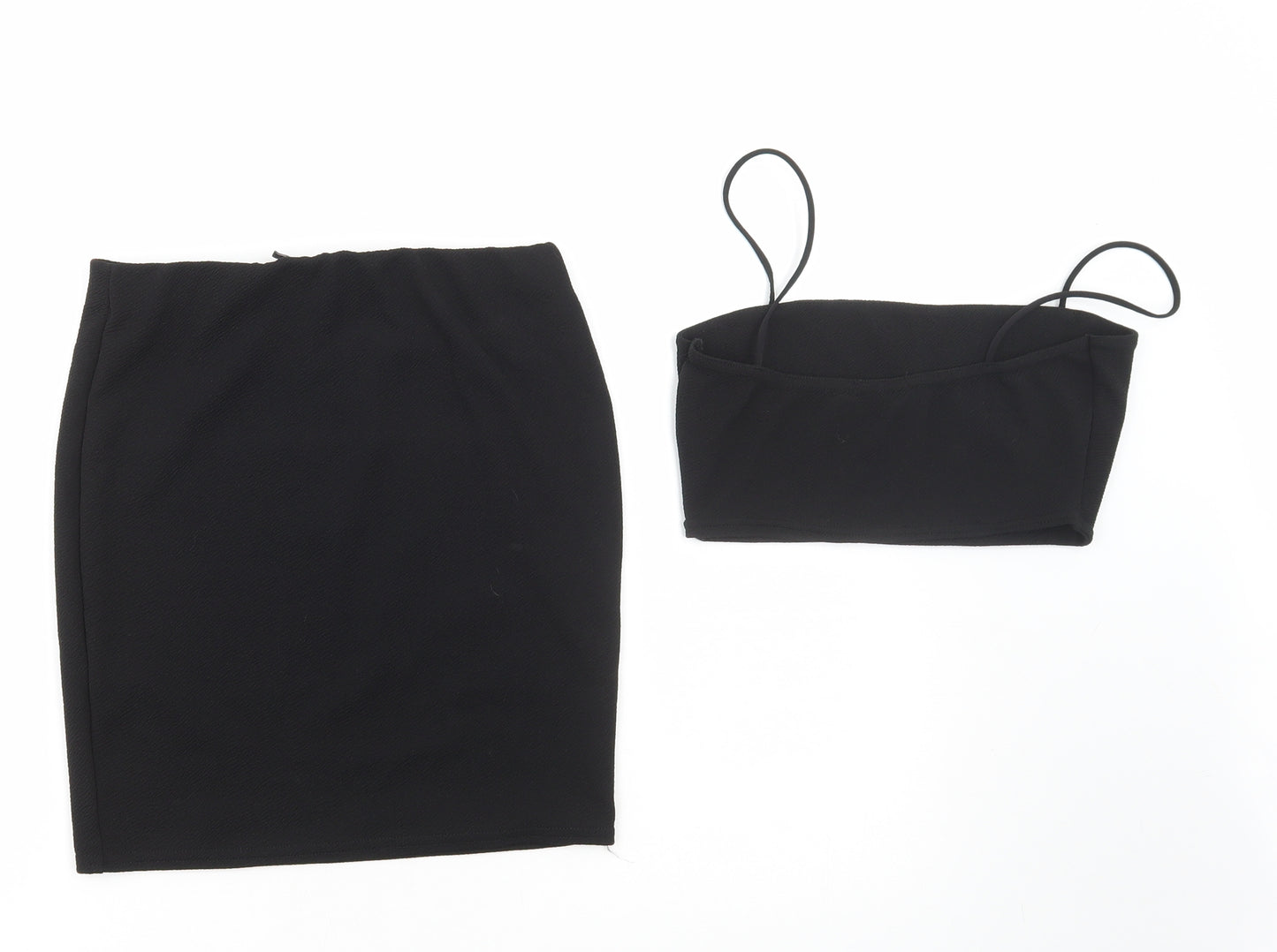 Boohoo Womens Black Polyester Skirt/ Skort Set Outfit/Set Size 6 Pullover
