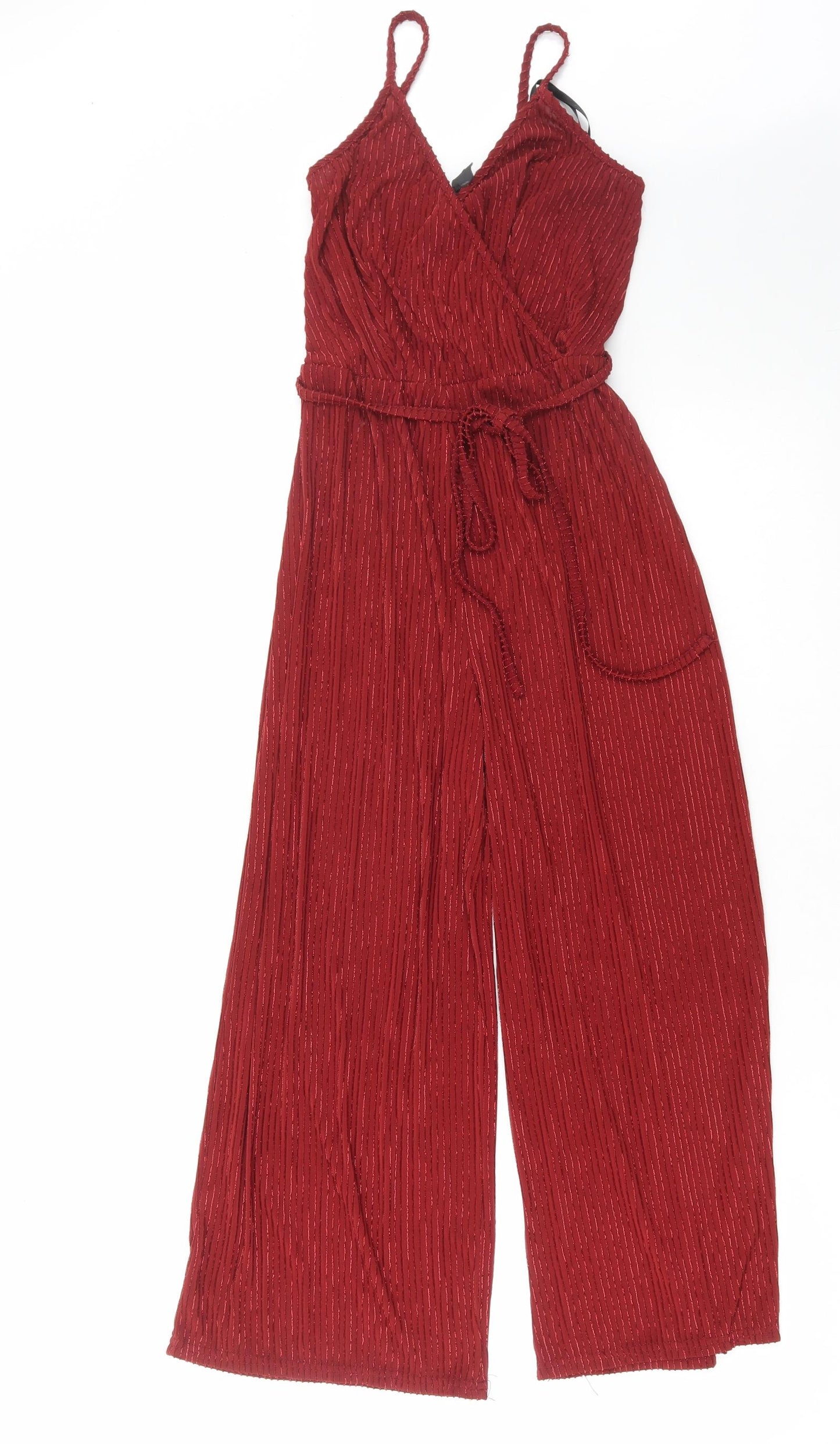 Primark Womens Red Polyester Jumpsuit One-Piece Size 8 Pullover