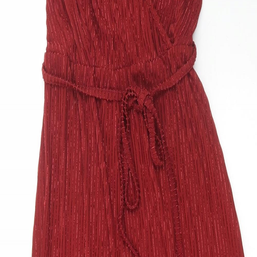 Primark Womens Red Polyester Jumpsuit One-Piece Size 8 Pullover