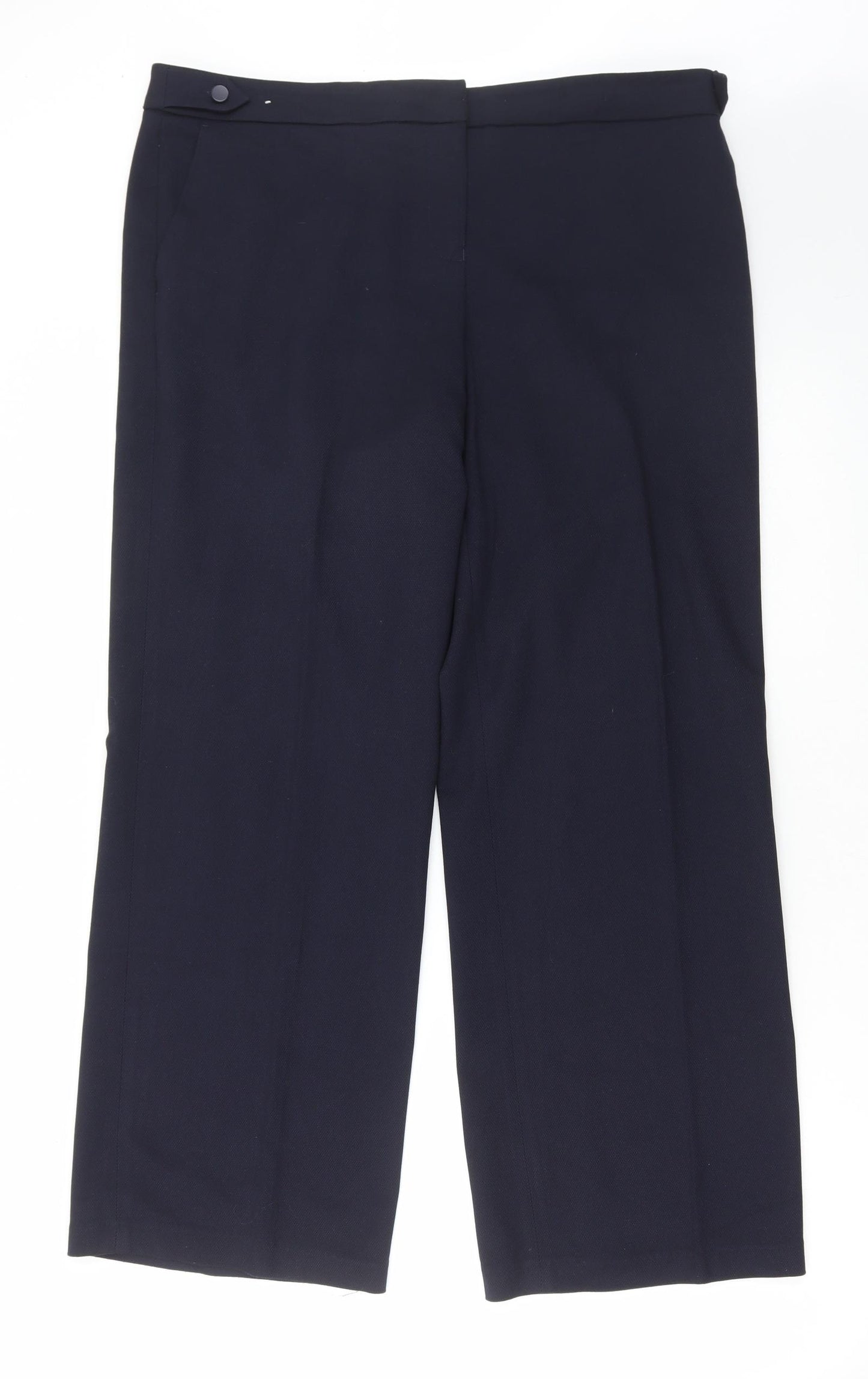 NEXT Womens Blue Polyester Trousers Size 16 L30 in Regular Hook & Eye