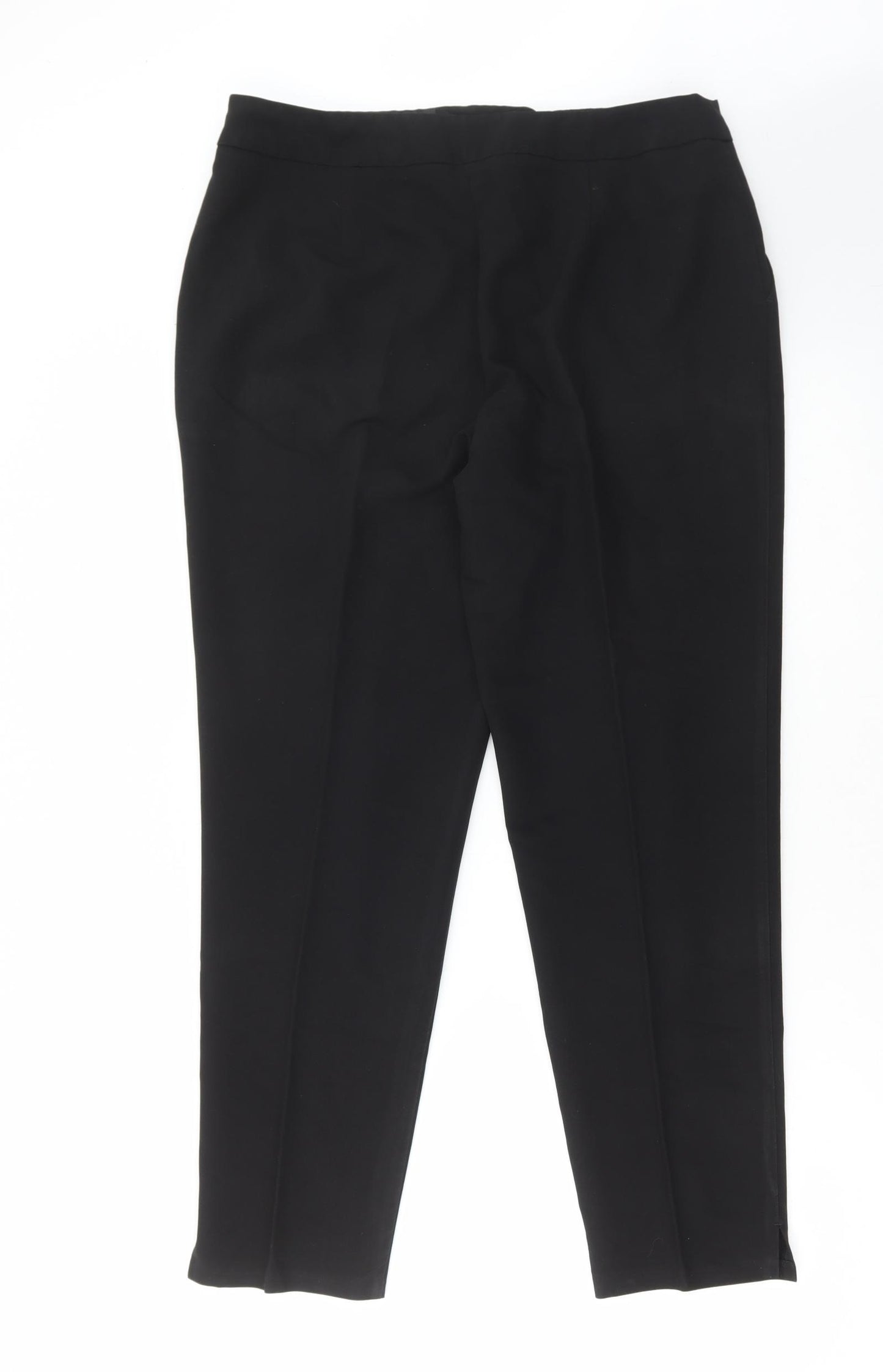 F&F Womens Black Polyester Trousers Size 14 L36 in Regular Hook & Eye