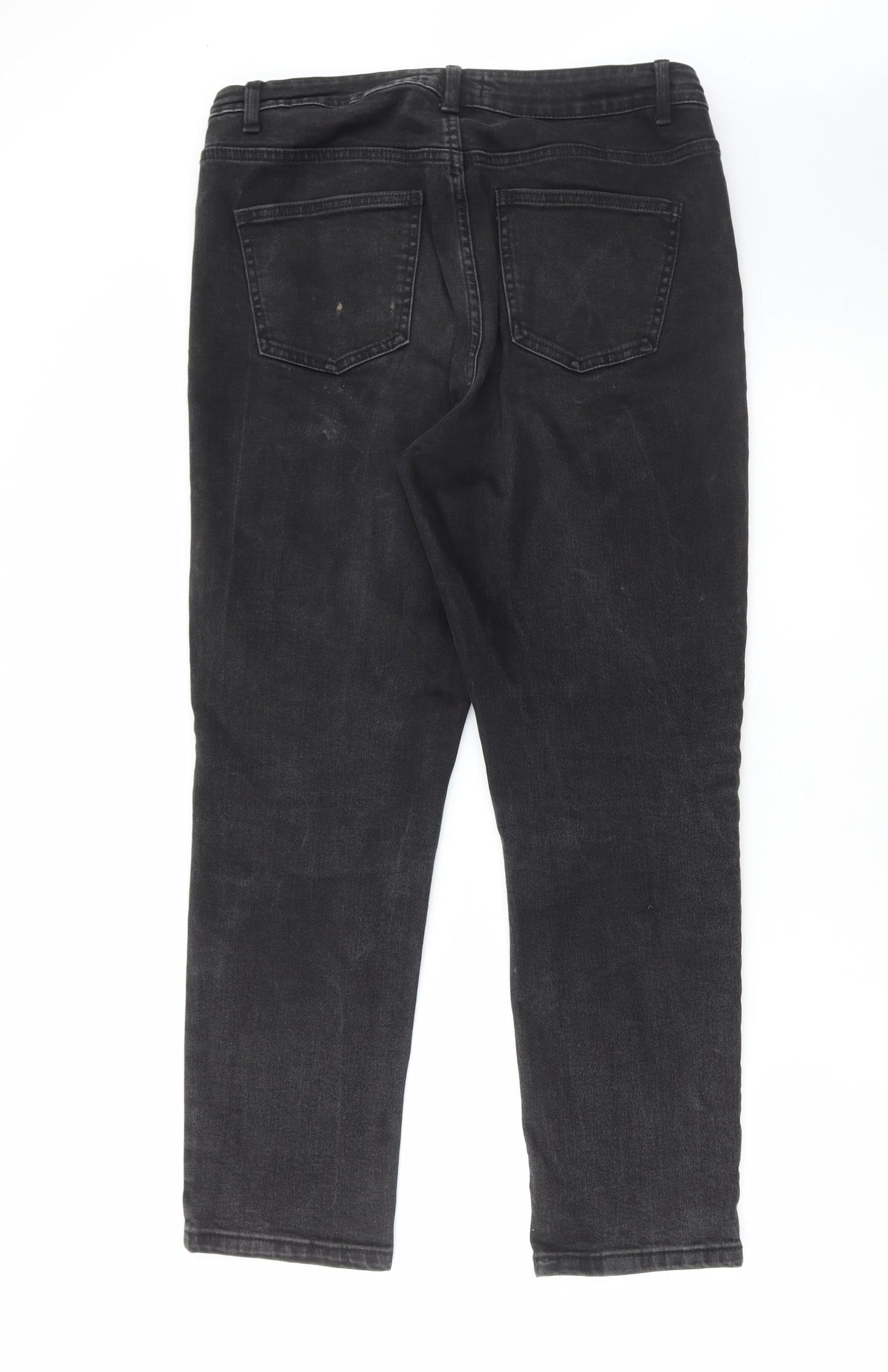 Denim & Co. Womens Black Cotton Straight Jeans Size 14 L27 in Regular Zip