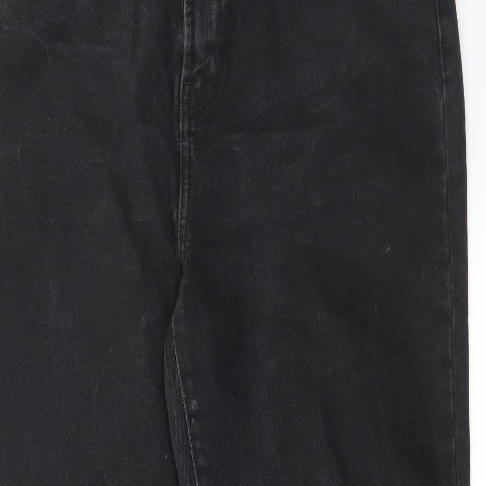 Denim & Co. Womens Black Cotton Straight Jeans Size 14 L27 in Regular Zip