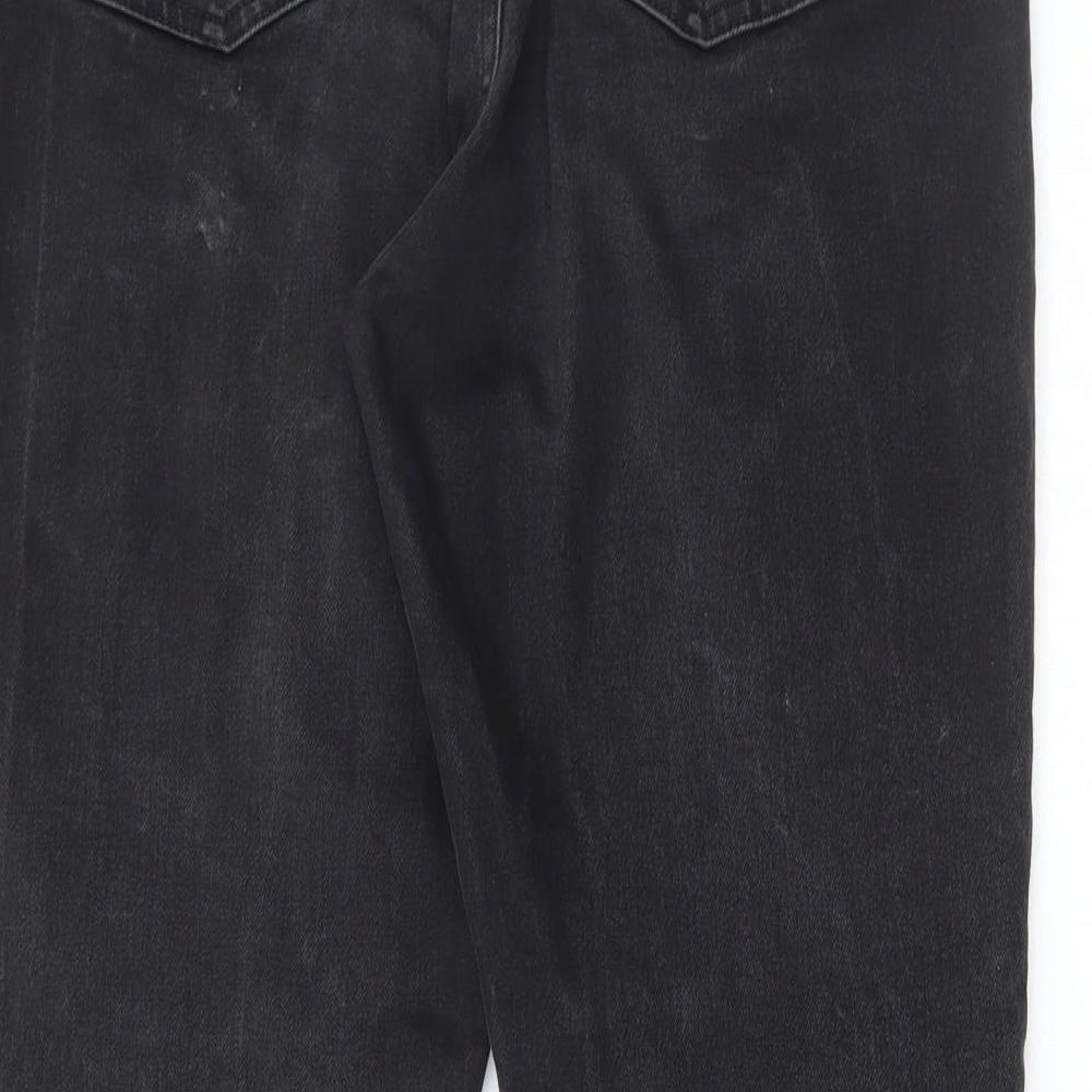 Denim & Co. Womens Black Cotton Straight Jeans Size 14 L27 in Regular Zip