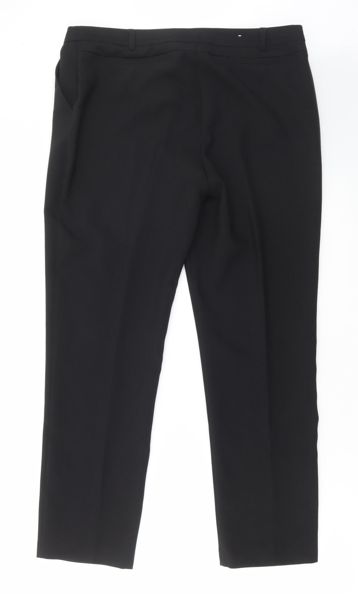 Peacocks Womens Black Polyester Trousers Size 14 L28 in Regular Hook & Eye