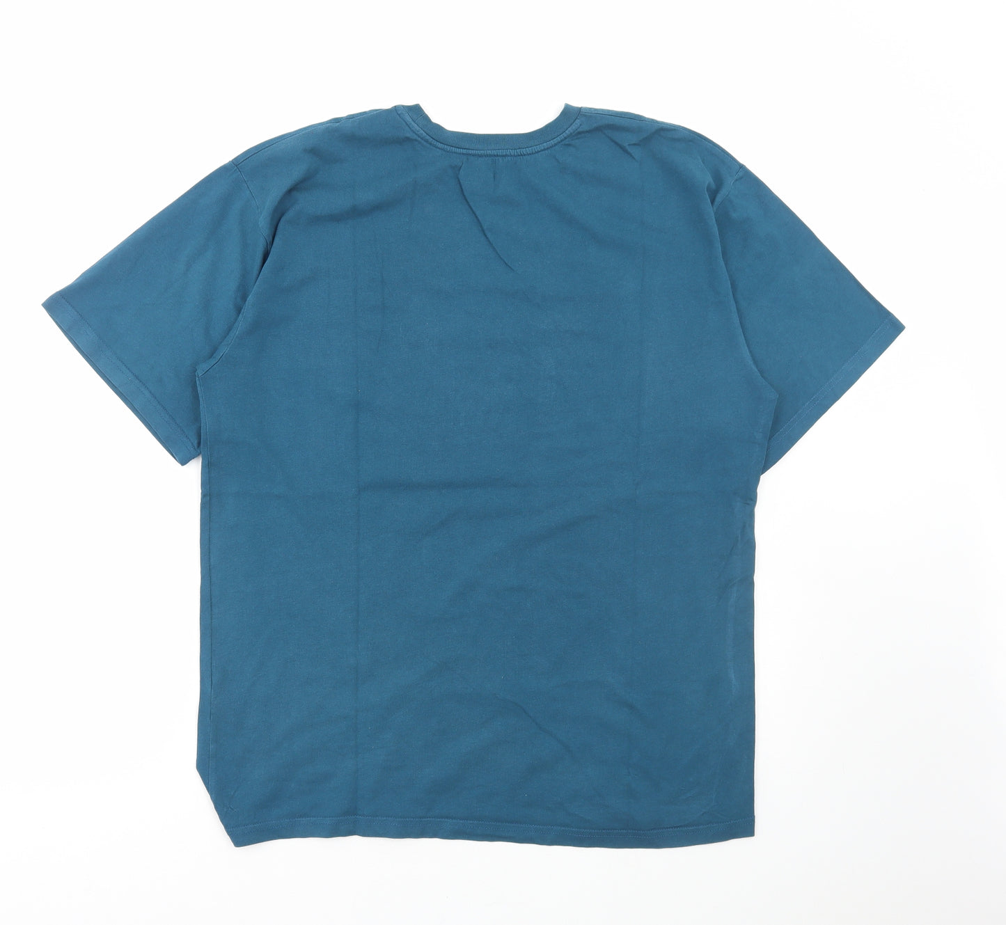 Urban Outfitters Womens Blue Cotton Basic T-Shirt Size M Round Neck - Camel