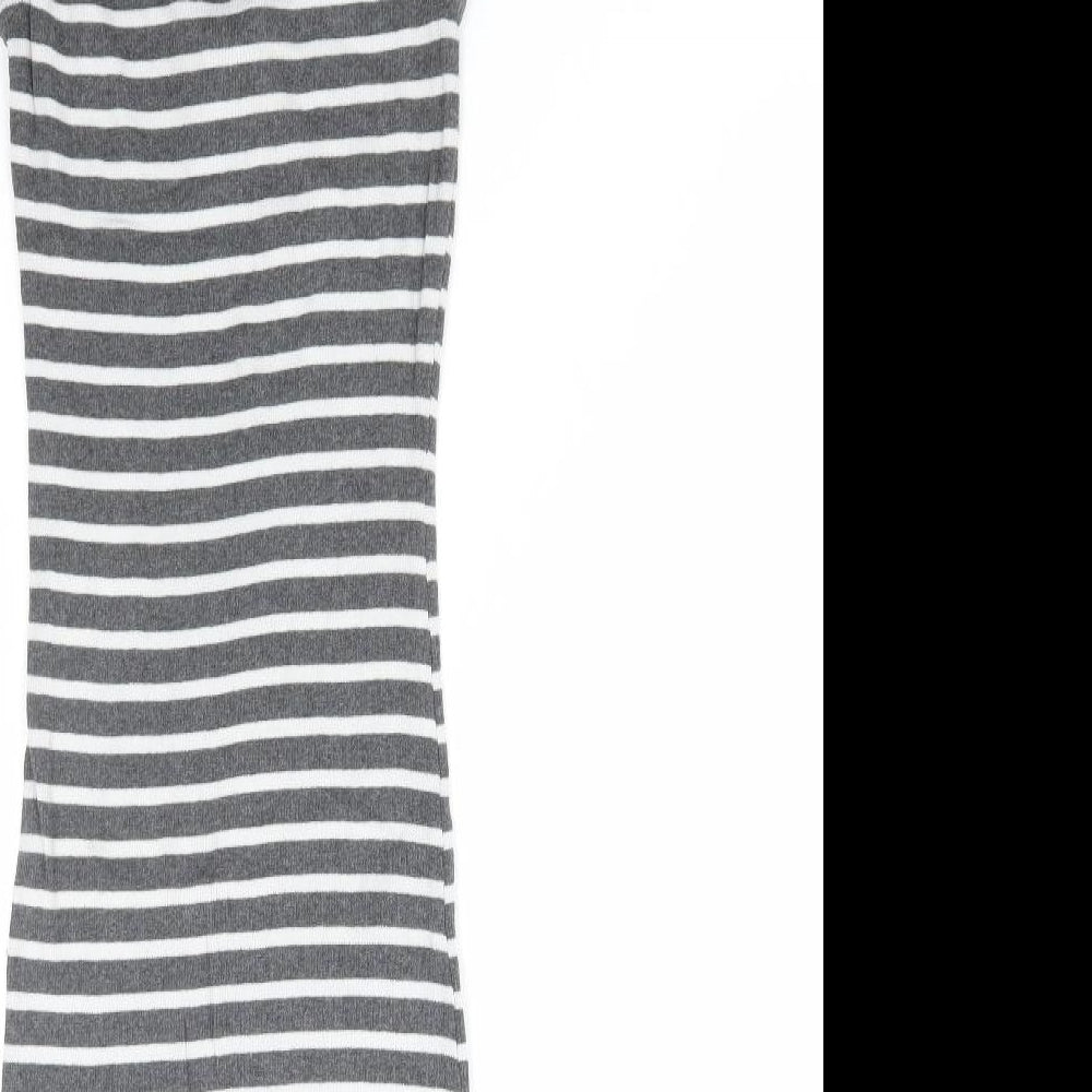Atmosphere Womens Grey Striped Cotton Bodycon Size 8 Round Neck Pullover - Ribbed