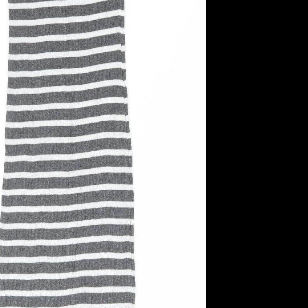 Atmosphere Womens Grey Striped Cotton Bodycon Size 8 Round Neck Pullover - Ribbed