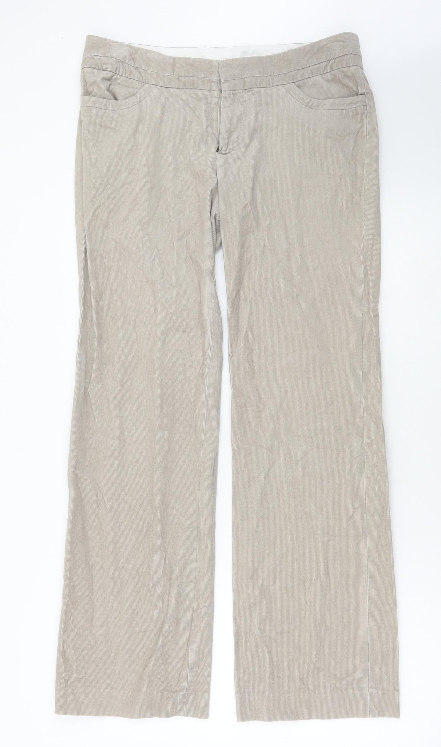 Gap Womens Beige Cotton Trousers Size 12 Regular Zip - Ribbed
