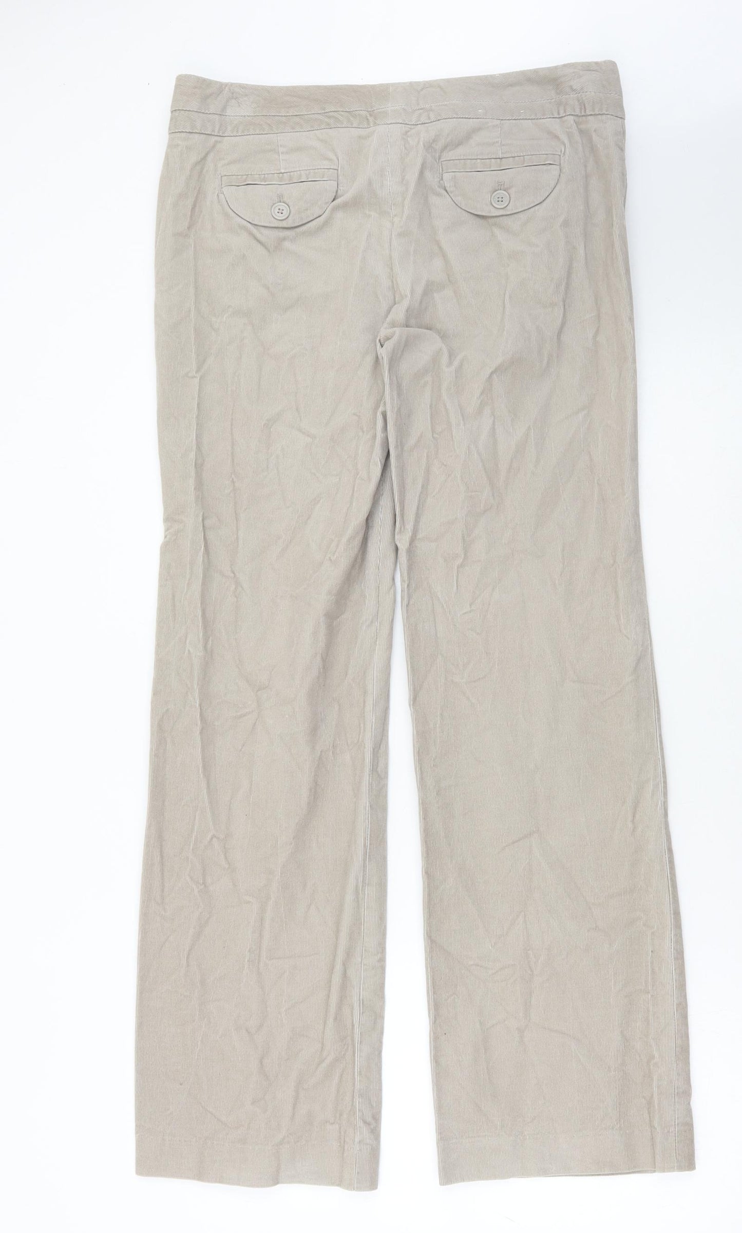 Gap Womens Beige Cotton Trousers Size 12 Regular Zip - Ribbed