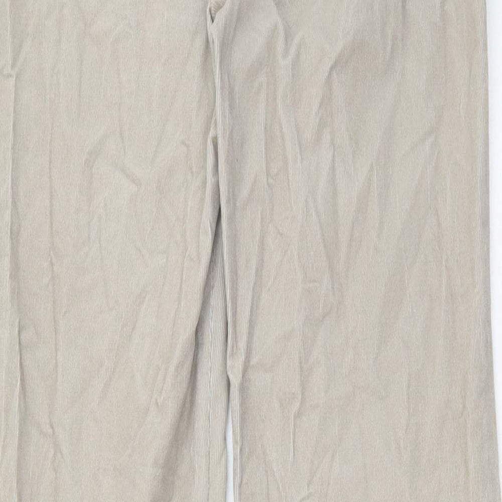 Gap Womens Beige Cotton Trousers Size 12 Regular Zip - Ribbed