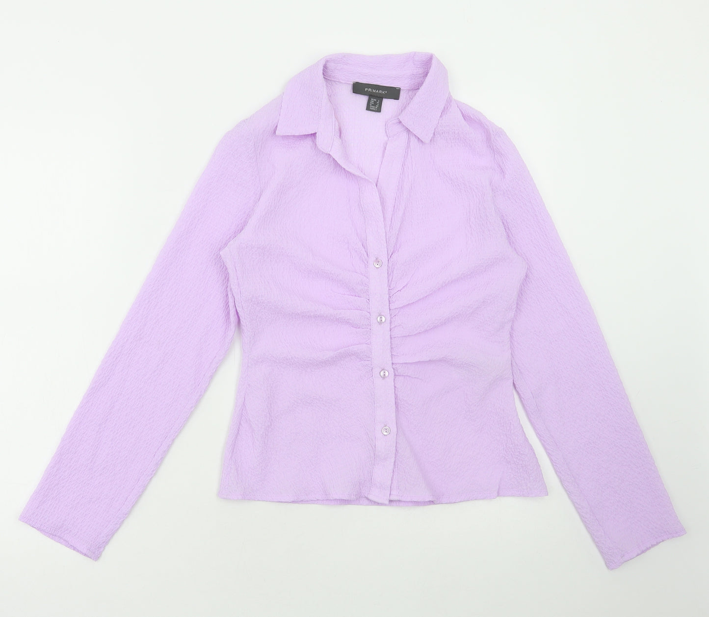 Primark Womens Purple Polyester Basic Blouse Size 8 V-Neck
