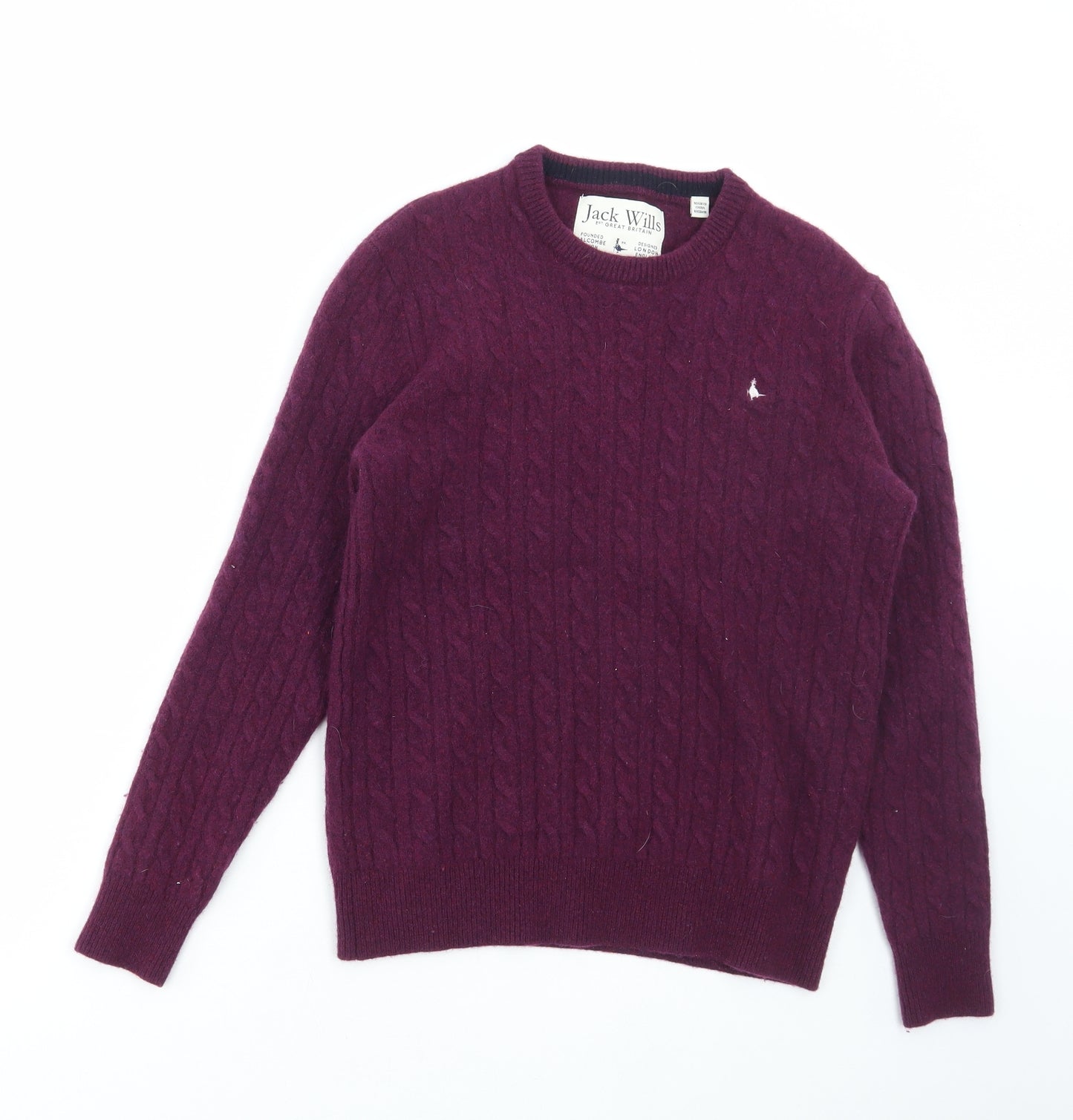 Jack Wills Womens Purple Round Neck Wool Pullover Jumper Size L