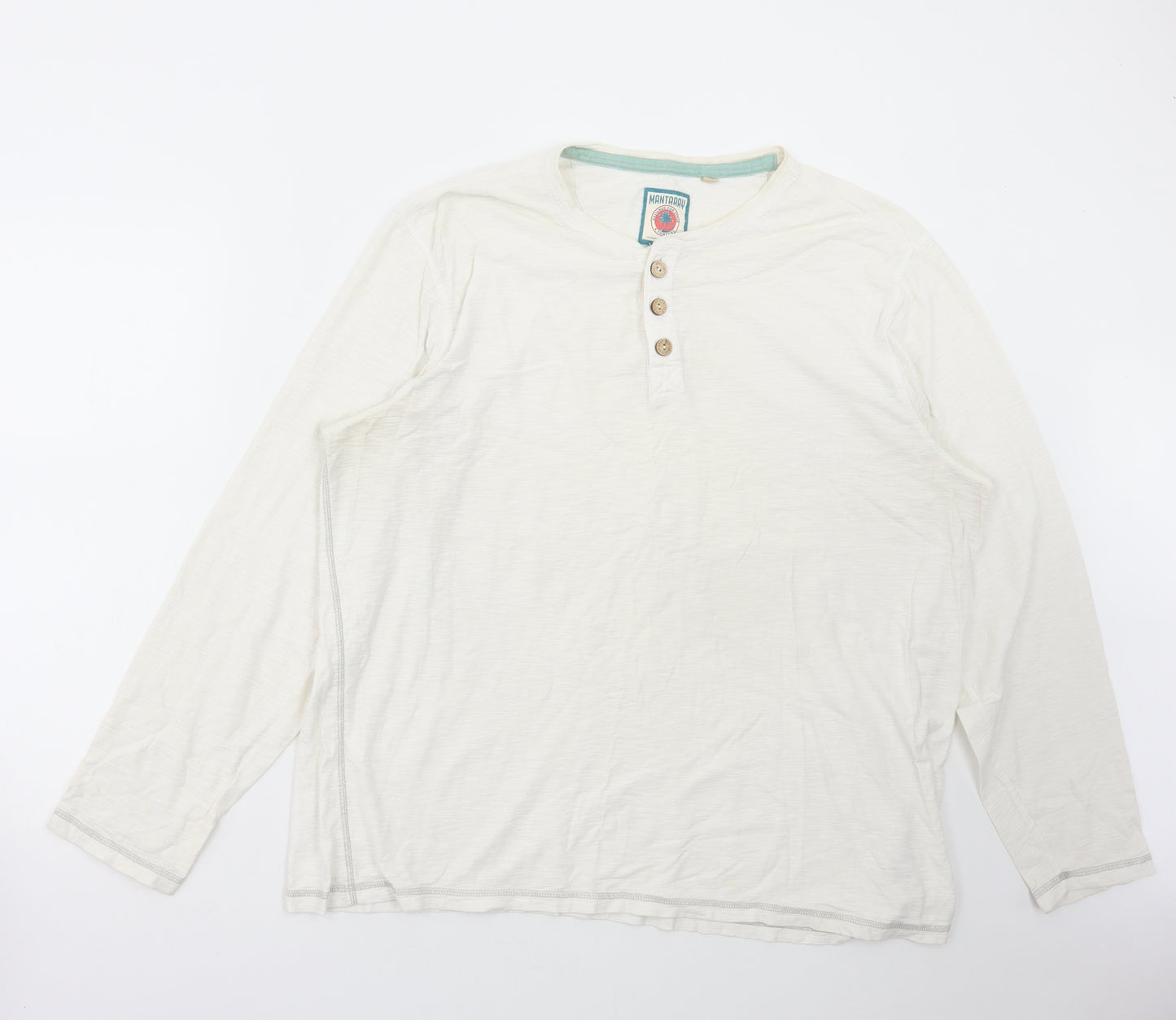 Debenhams Mens White Cotton T-Shirt Size XL Henley