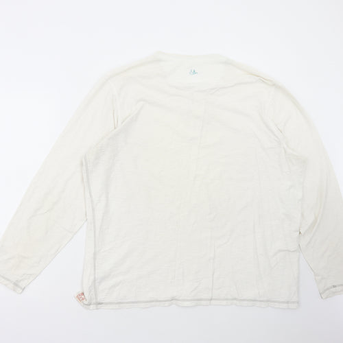 Debenhams Mens White Cotton T-Shirt Size XL Henley