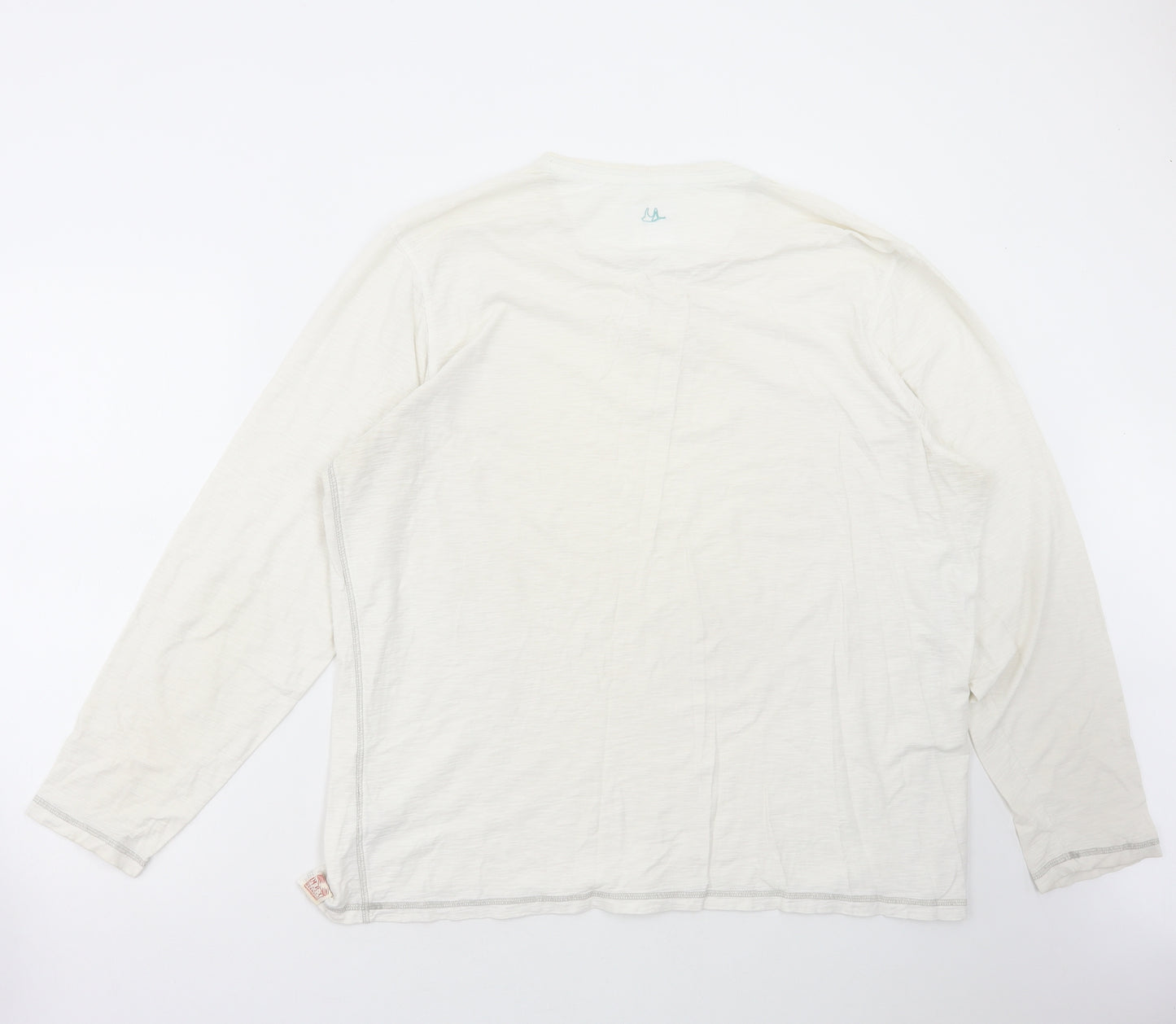 Debenhams Mens White Cotton T-Shirt Size XL Henley