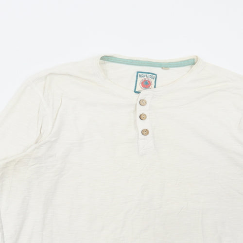 Debenhams Mens White Cotton T-Shirt Size XL Henley