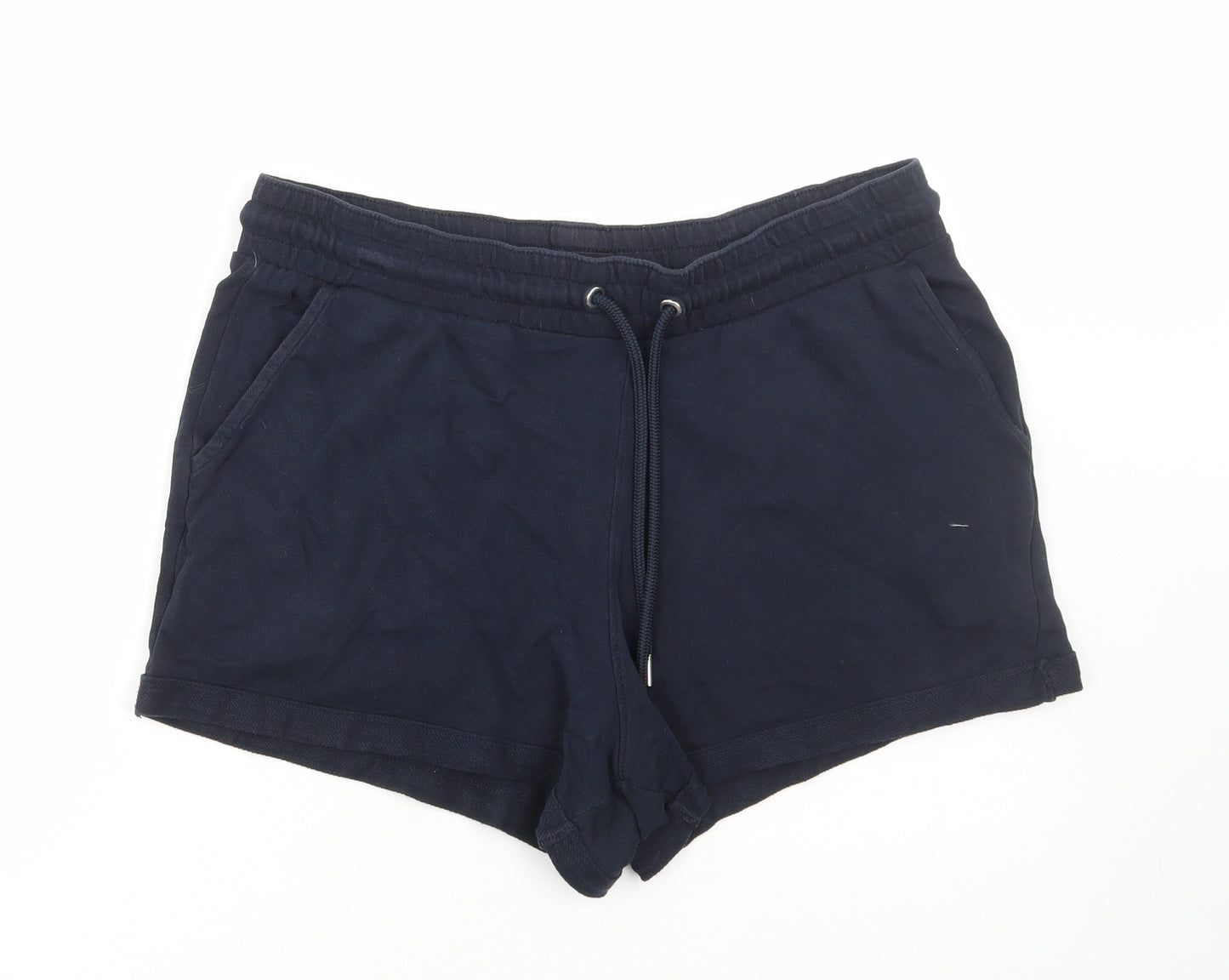 F&F Womens Blue Cotton Sweat Shorts Size 14 L3 in Regular Drawstring