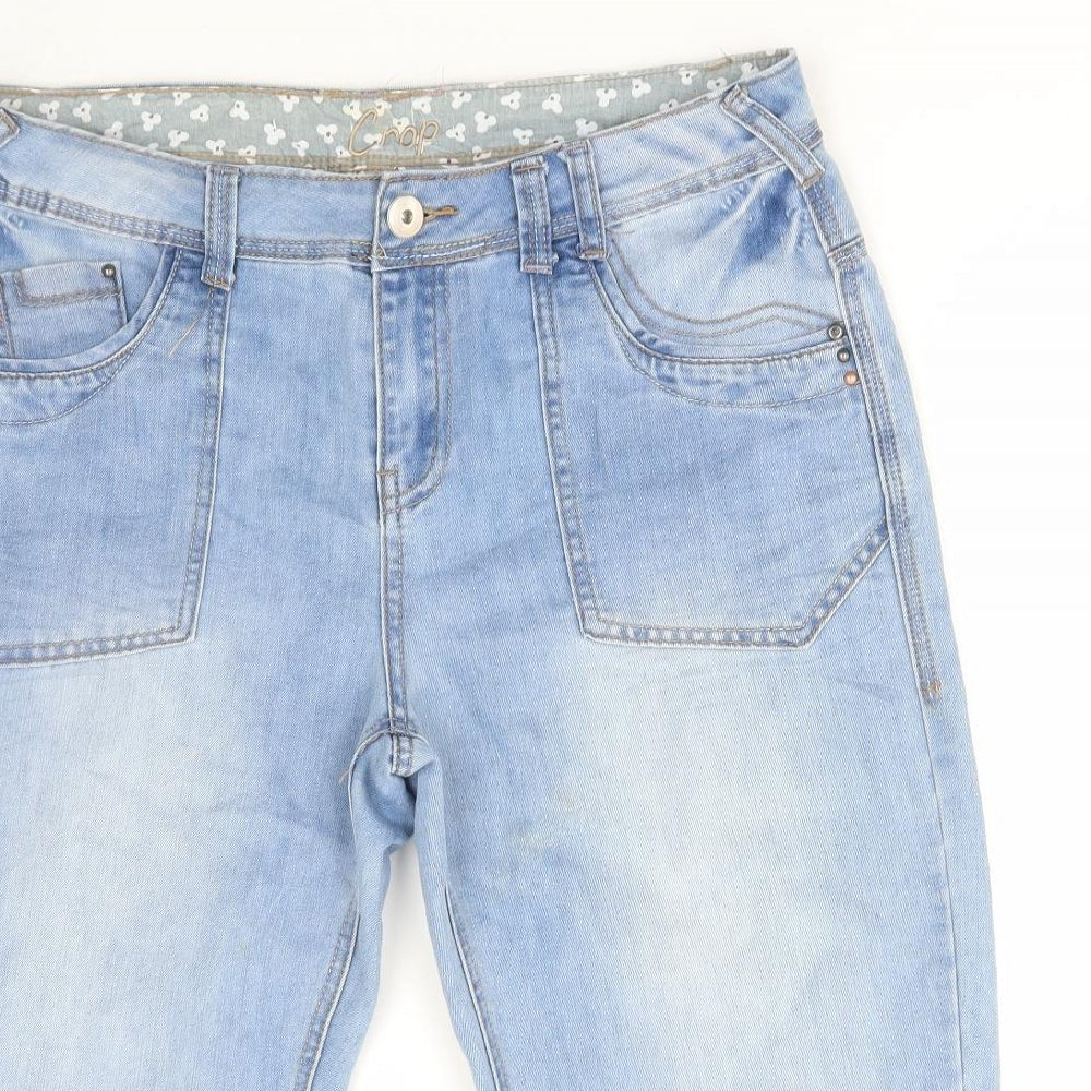 George Womens Blue Cotton Cropped Jeans Size 12 Regular Zip