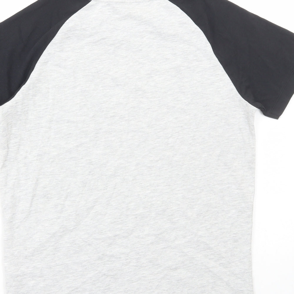 Nutmeg Boys Grey Colourblock Cotton Basic T-Shirt Size 10-11 Years Round Neck Pullover