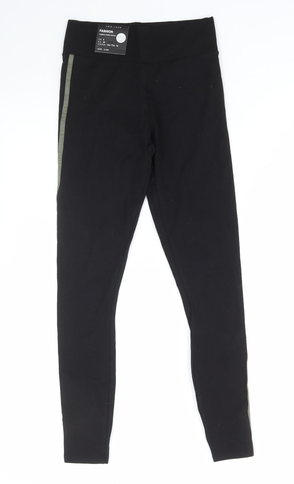 New Look Womens Black Cotton Jogger Leggings Size 8 L28 in