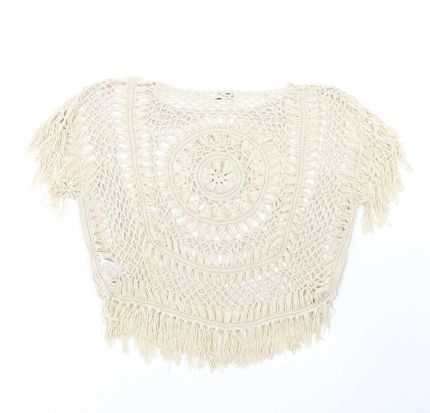 New Look Womens Brown Acrylic Basic T-Shirt Size M Round Neck