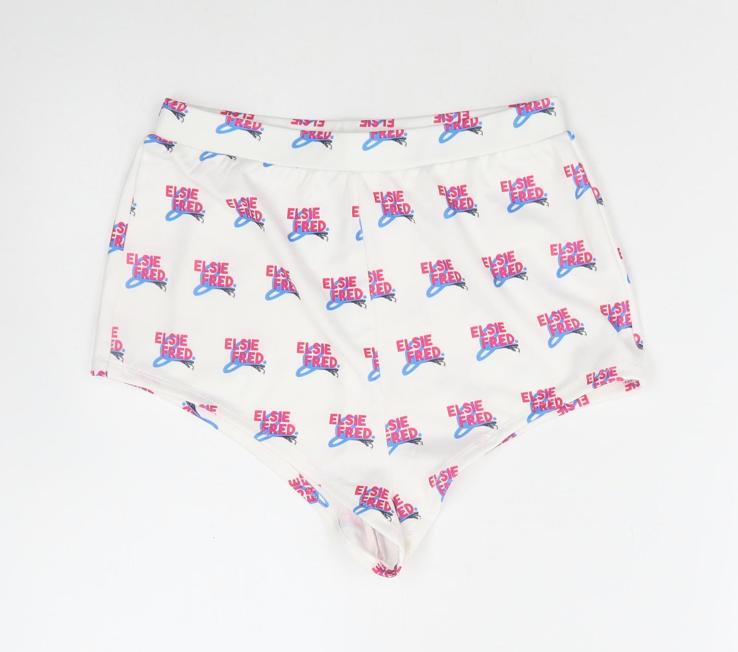 Elsie & Fred Womens White Geometric Polyester Hot Pants Shorts Size S Regular Pull On