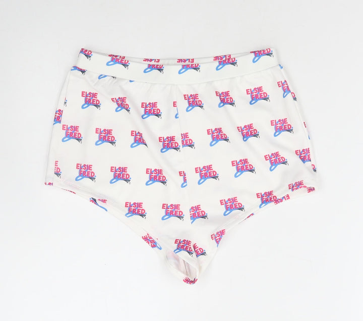 Elsie & Fred Womens White Geometric Polyester Hot Pants Shorts Size S Regular Pull On