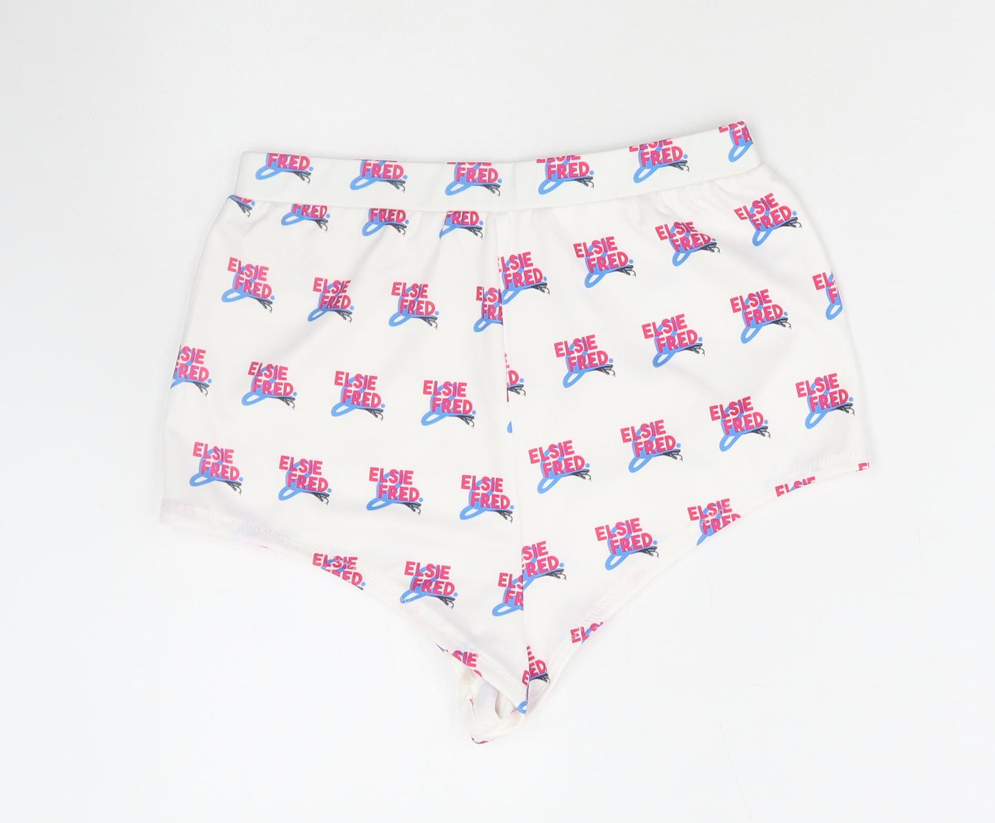 Elsie & Fred Womens White Geometric Polyester Hot Pants Shorts Size S Regular Pull On