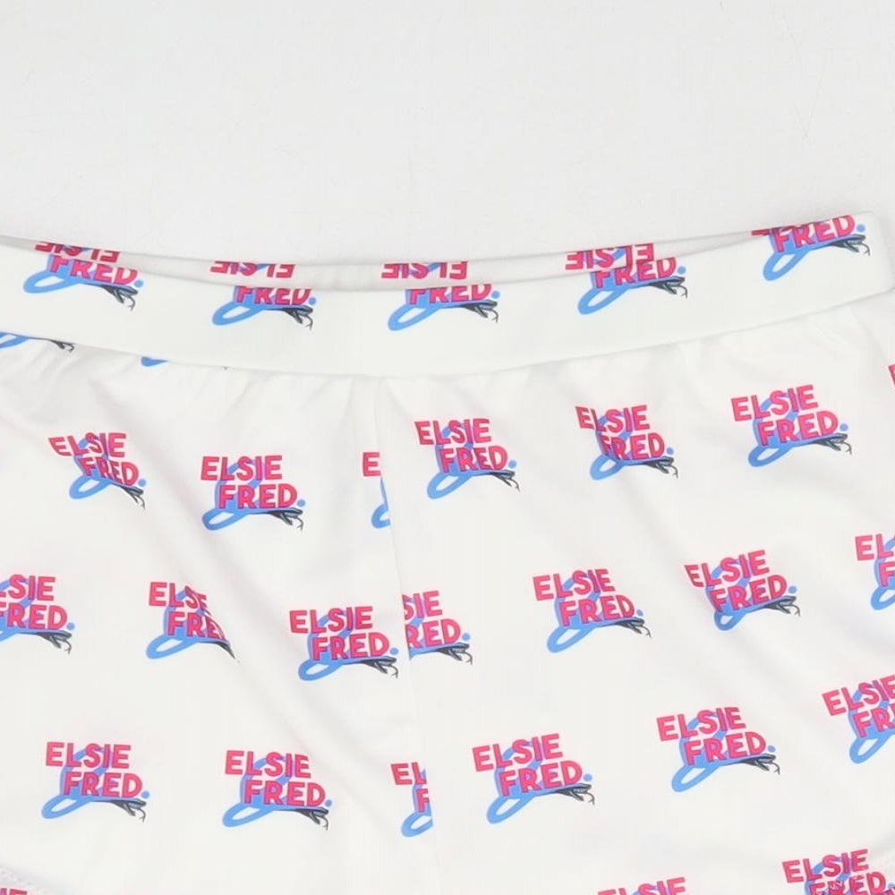 Elsie & Fred Womens White Geometric Polyester Hot Pants Shorts Size S Regular Pull On