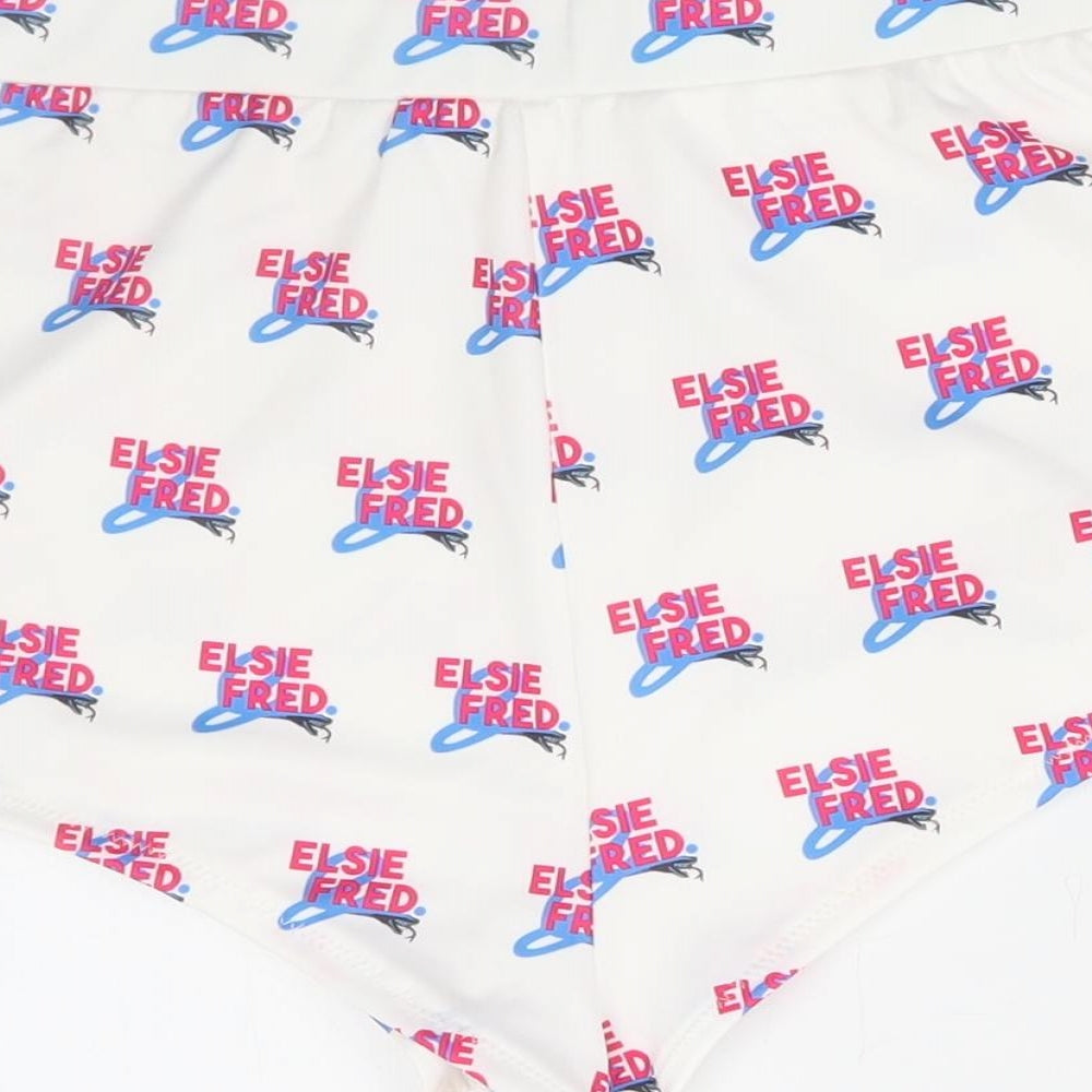 Elsie & Fred Womens White Geometric Polyester Hot Pants Shorts Size S Regular Pull On