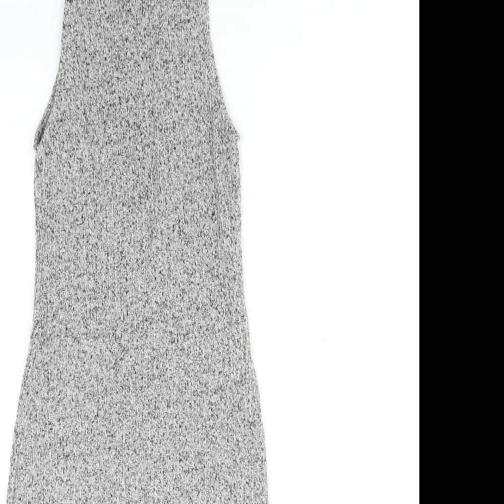 New Look Womens Grey Viscose Bodycon Size 8 Round Neck Zip