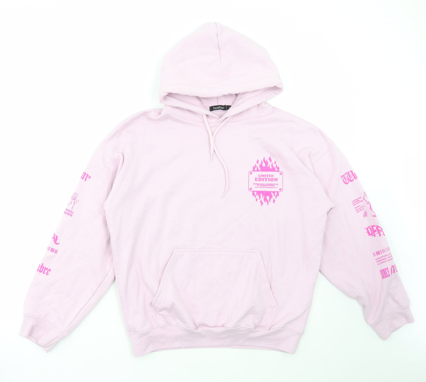 Boohoo Womens Pink Cotton Pullover Hoodie Size S Pullover