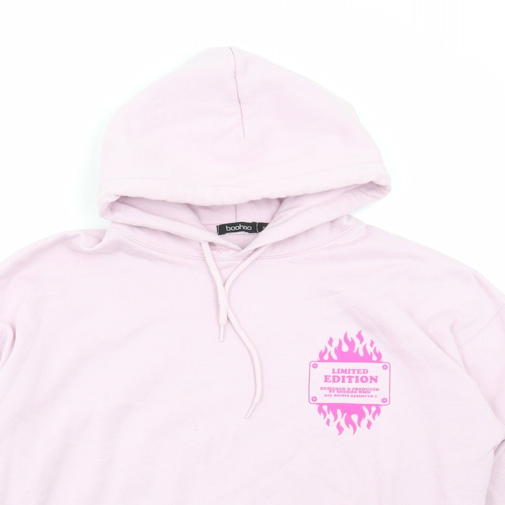 Boohoo Womens Pink Cotton Pullover Hoodie Size S Pullover