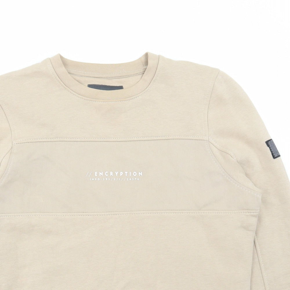 George Mens Beige Cotton Pullover Sweatshirt Size S - Encryption