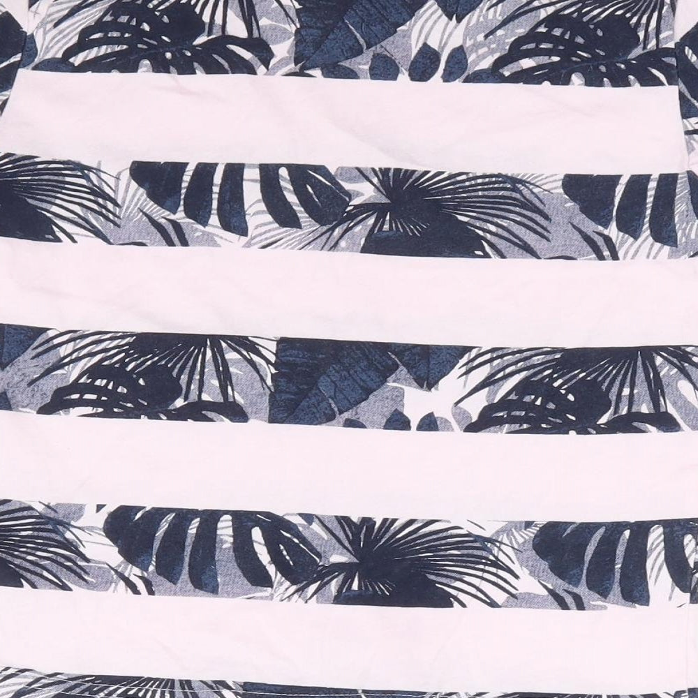 Primark Boys Pink Striped 100% Cotton Basic T-Shirt Size 6-7 Years Round Neck Pullover