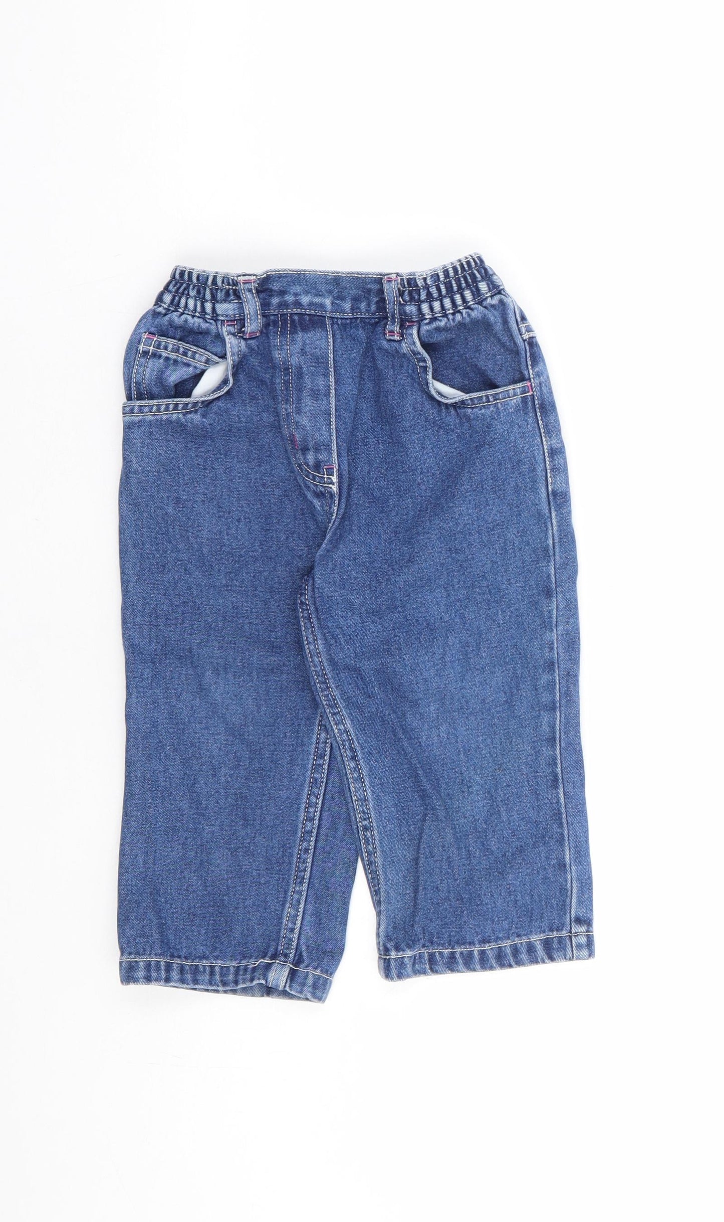 George Girls Blue 100% Cotton Cargo Jeans Size 18-24 Months Pullover