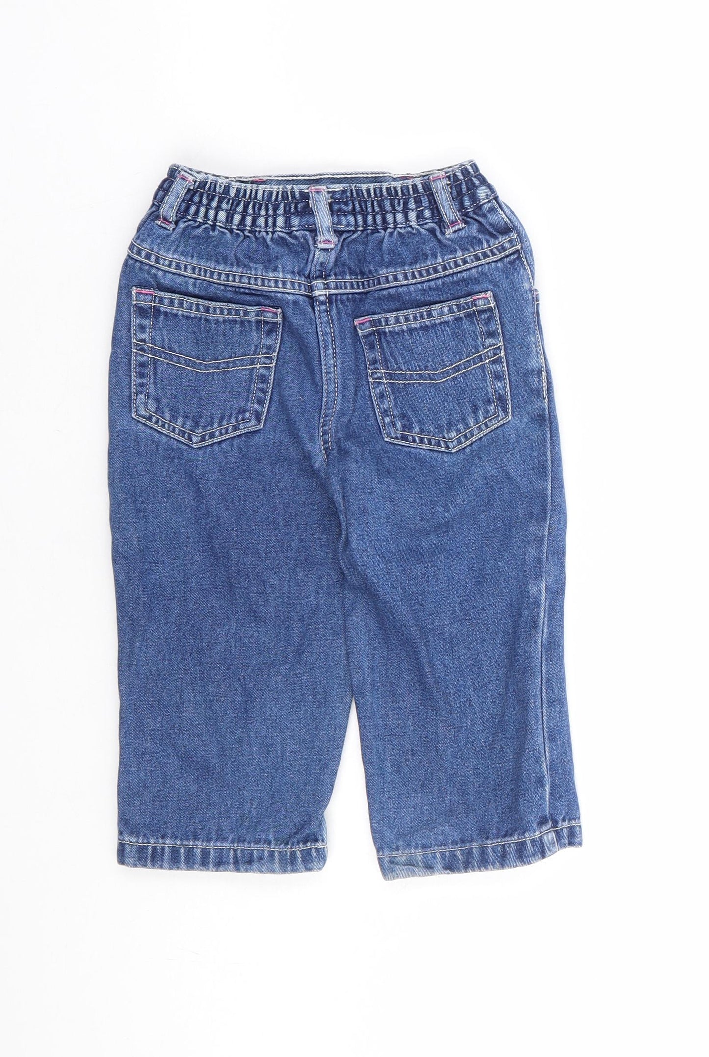 George Girls Blue 100% Cotton Cargo Jeans Size 18-24 Months Pullover
