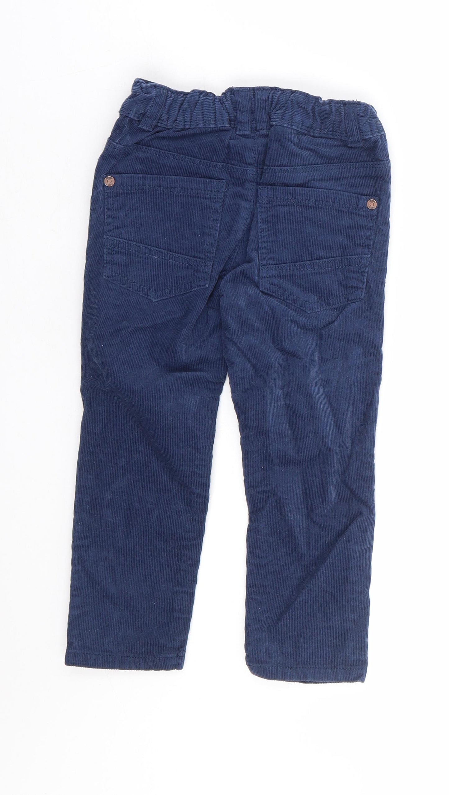 TU Boys Blue Cotton Chino Trousers Size 2-3 Years Regular Button