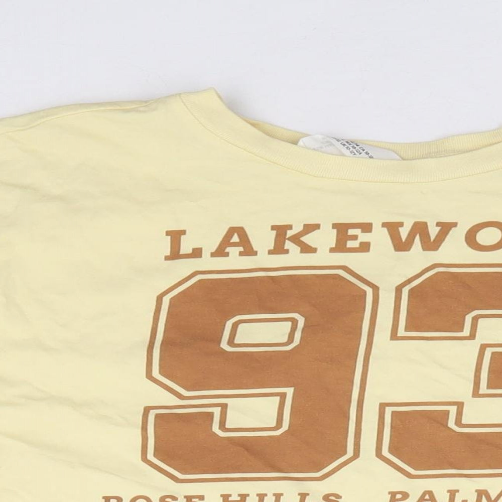 H&M Girls Yellow 100% Cotton Cropped T-Shirt Size 10-11 Years Round Neck Pullover - Lakewood Downtown