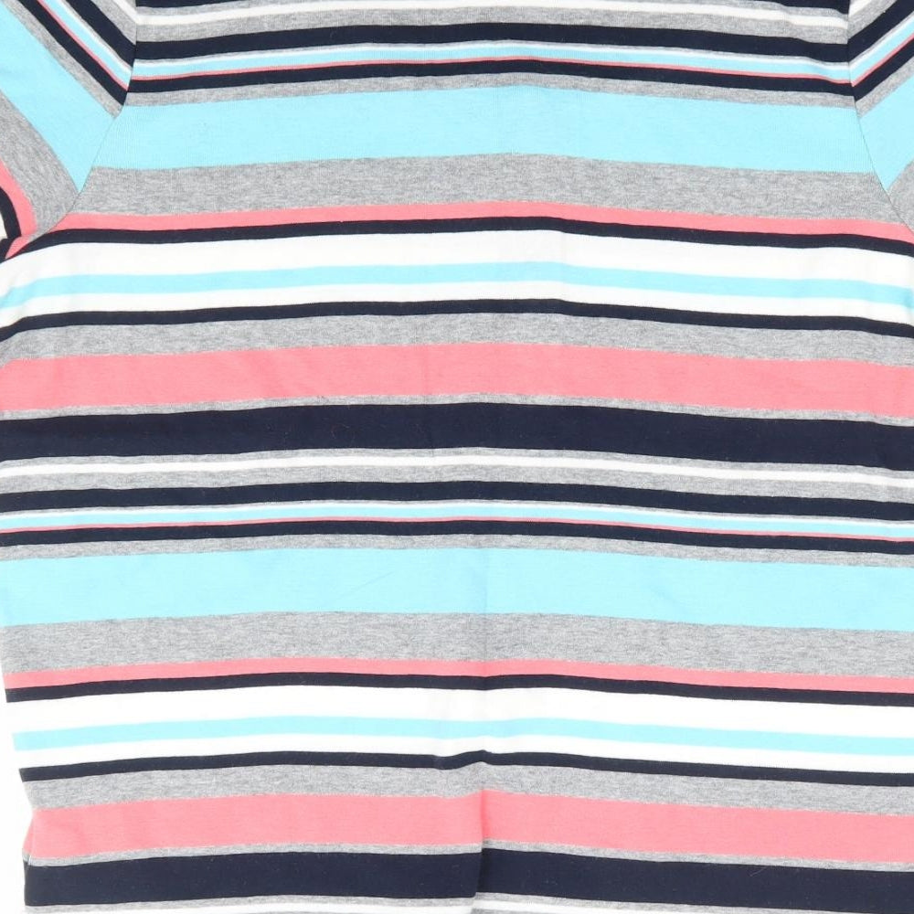 Maine Womens Multicoloured Striped 100% Cotton Basic T-Shirt Size 14 Henley