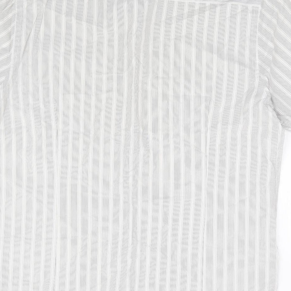 Jasper Conran Mens Grey Striped Cotton Button-Up Size L Collared Button