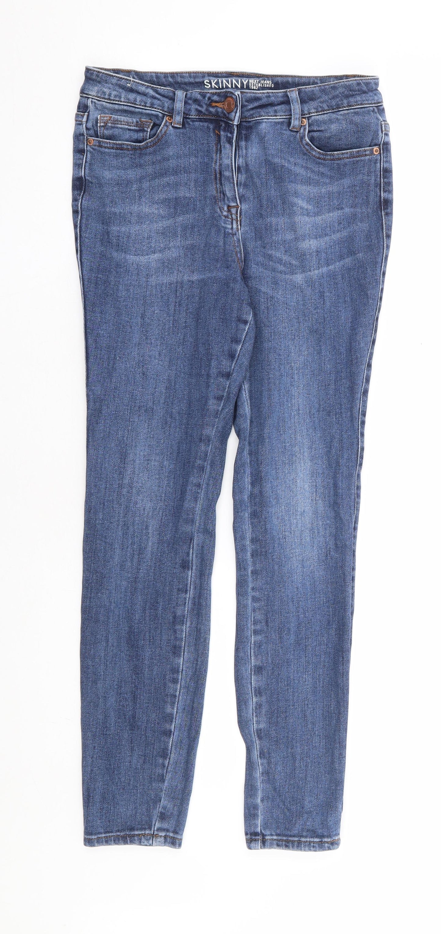 NEXT Womens Blue Cotton Skinny Jeans Size 12 L27 in Regular Zip