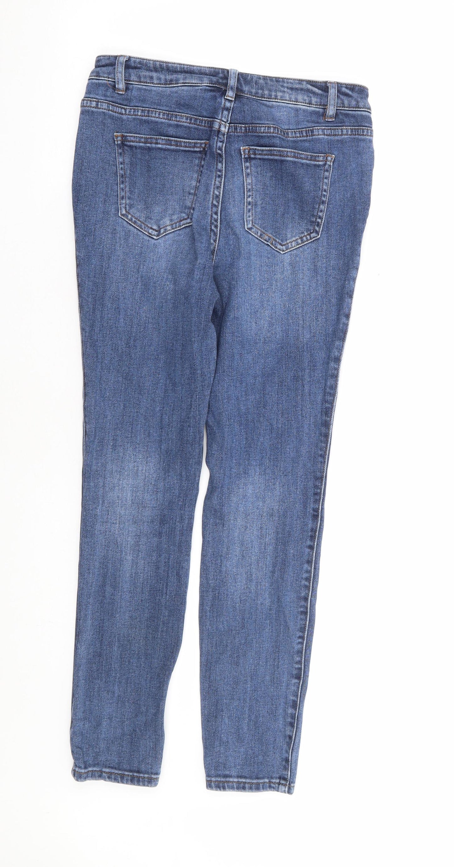 NEXT Womens Blue Cotton Skinny Jeans Size 12 L27 in Regular Zip