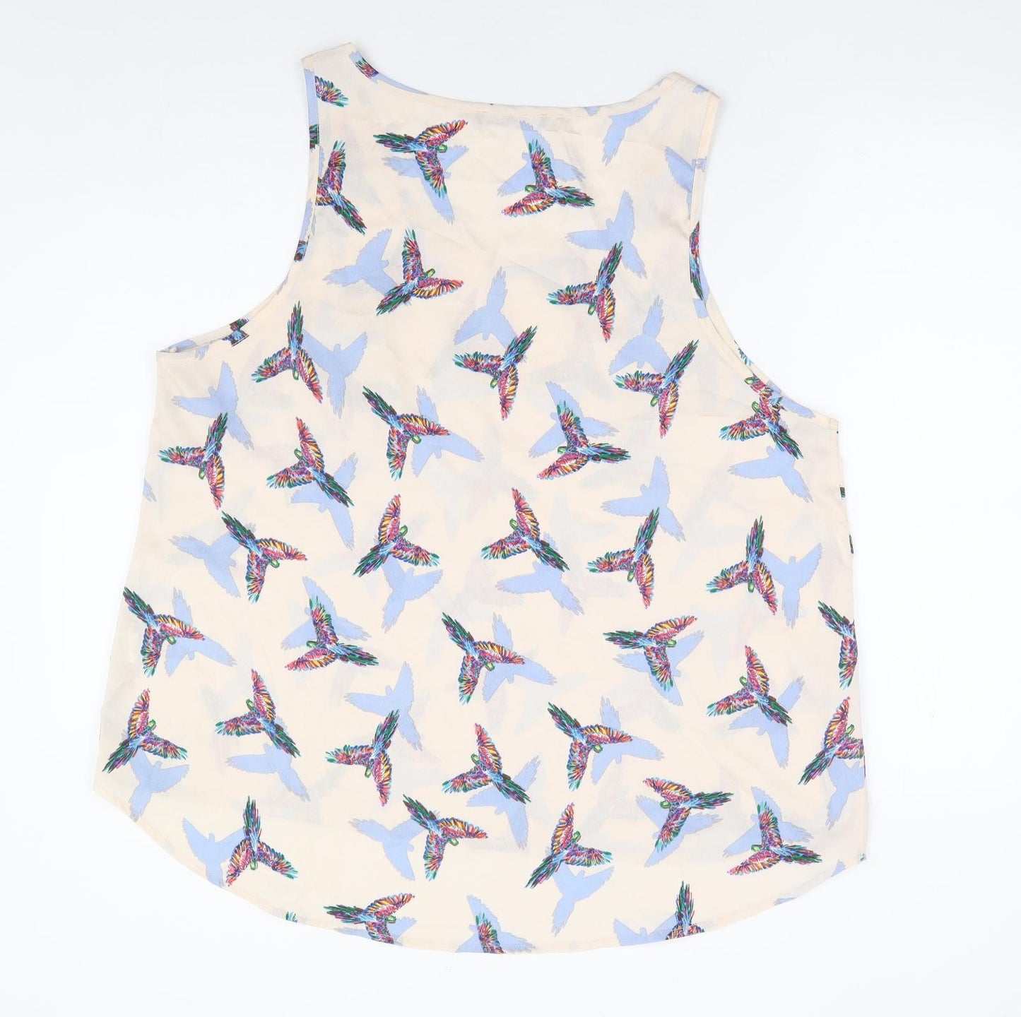 Primark Womens Beige Geometric Polyester Basic Tank Size 20 Scoop Neck - Parrot Print
