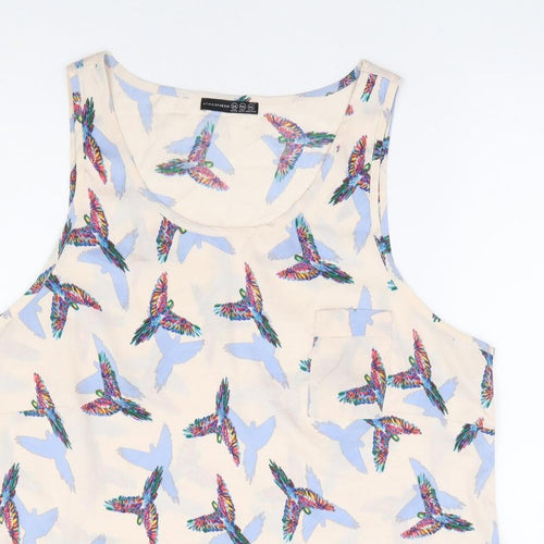Primark Womens Beige Geometric Polyester Basic Tank Size 20 Scoop Neck - Parrot Print