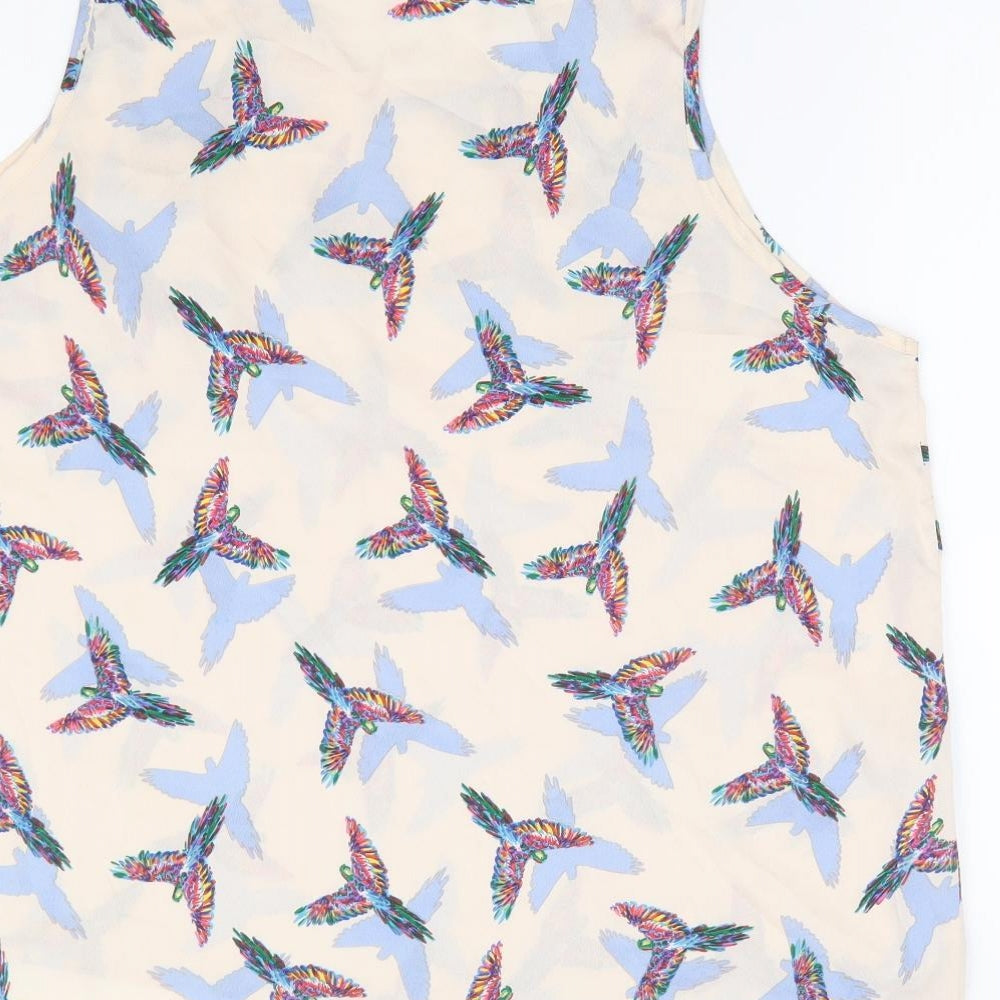 Primark Womens Beige Geometric Polyester Basic Tank Size 20 Scoop Neck - Parrot Print