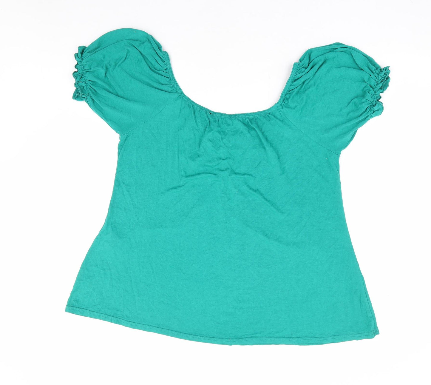 Peacocks Womens Green Viscose Basic Blouse Size 20 Scoop Neck