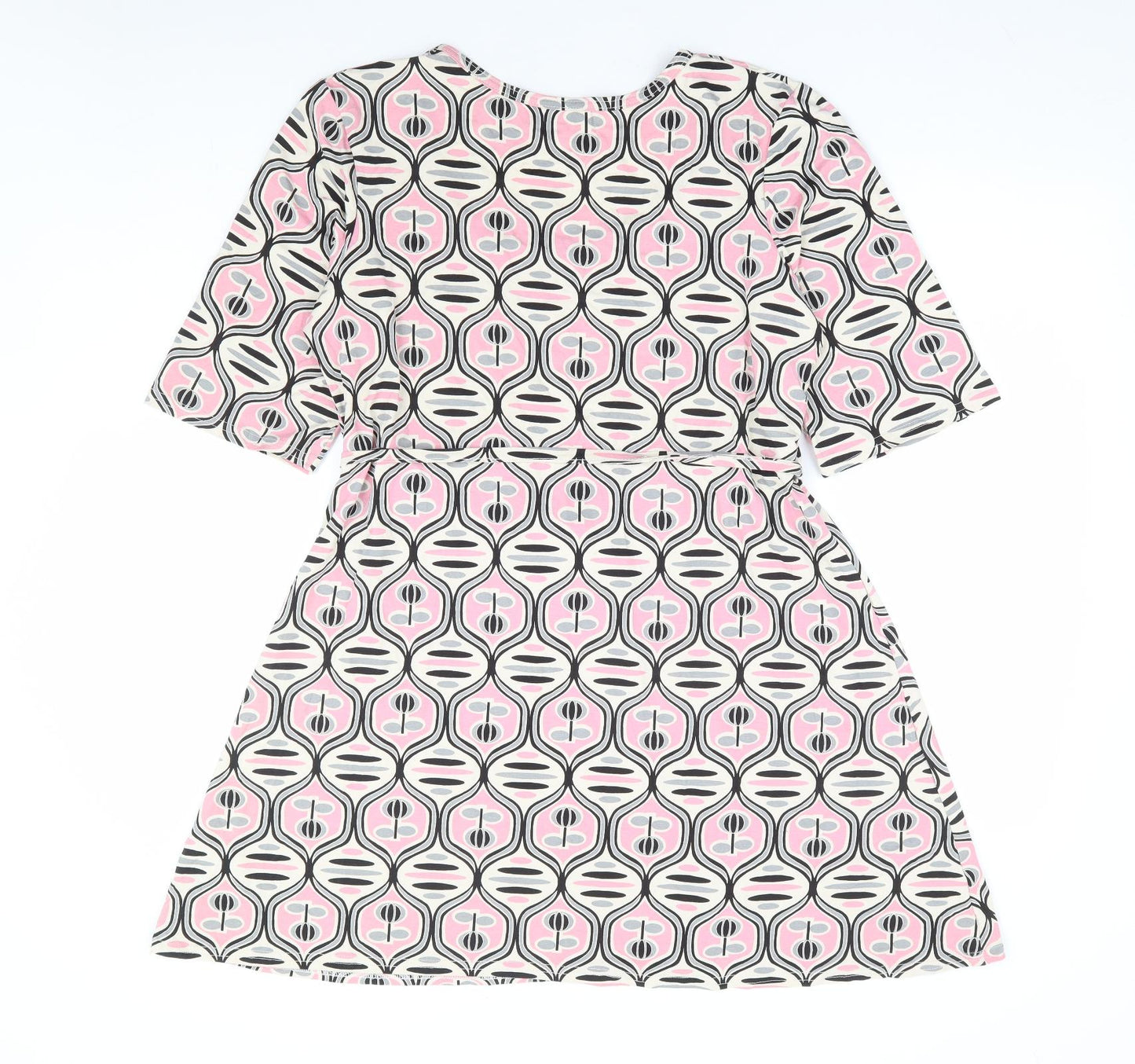 Preworn Womens Pink Geometric Polyester Fit & Flare Size 20 Square Neck Pullover