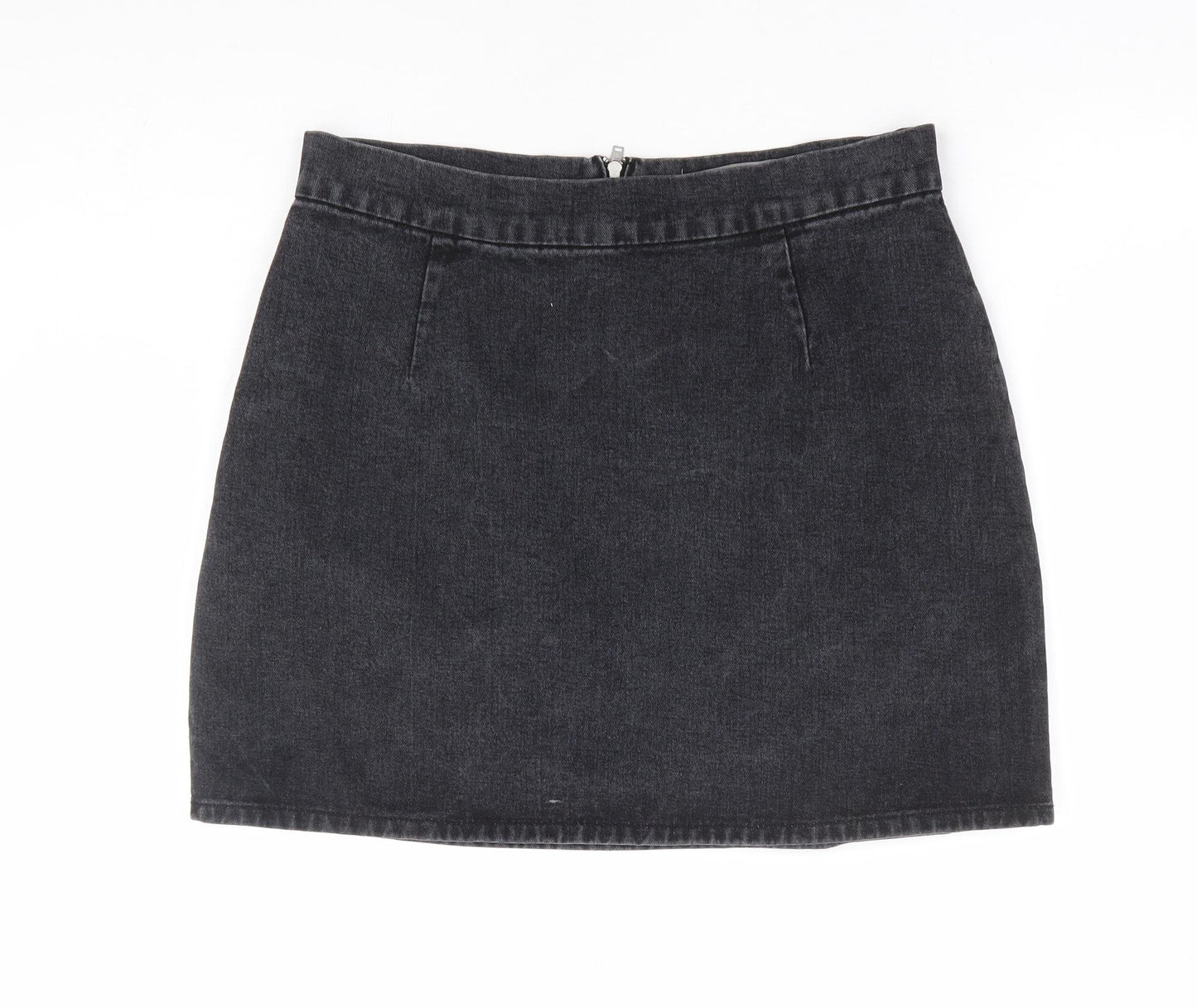Primark Womens Black Cotton Mini Skirt Size 12 Zip